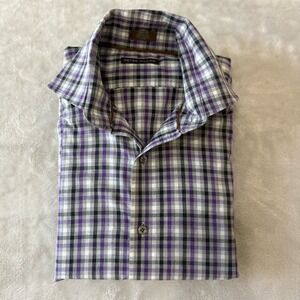 Peter Millar‎ Men's Medium Purple Plaid Long Sleeve Button Down Shirt Cotton